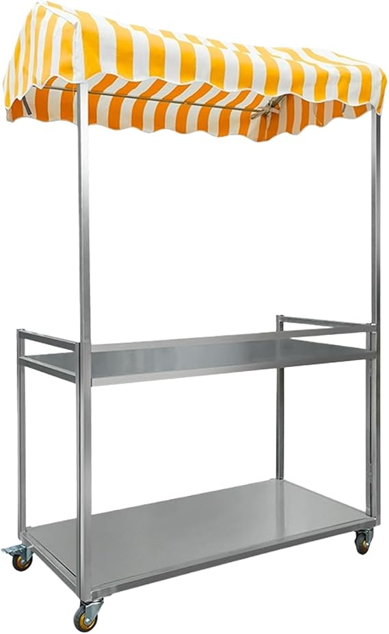 Foldable Sales Stand with Roof Portable Outdoor Shopping Trolley Food Stand with Shelf and Lockable Wheels Ideal for Markets Street Food Events and Festivals
