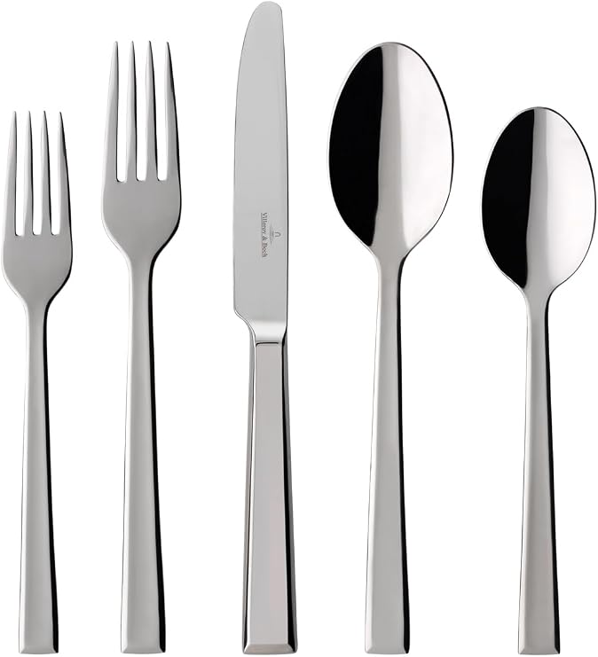 Villeroy & Boch Victor 60-Piece Flatware Set, Complete Service for 12,  with Storage Container, Made from 18/10 Stainless Steel