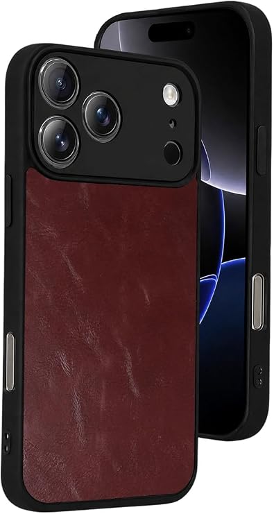 CONSTRAIN Apple iPhone 18 Pro ve iPhone 17 Pro İle Uyumlu Kamera Korumalı Suni Deri Kaplamalı Telefon Kılıfı Arka Kapak - Bordo