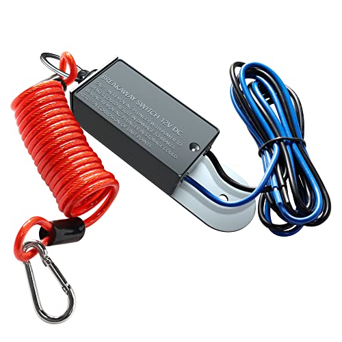 Trailer Breakaway Switch with 4 Ft Breakaway Coiled Cable - Electric Brake Switch for RVCamper Towing Trailer