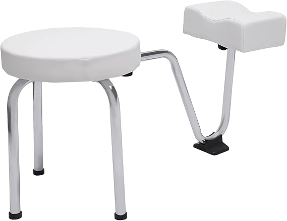 Pedicure Stool Foot Rest Chair, Adjustable Salon Beauty Pedicure Stool W/Footrest Portable Foot Rest Stand Manicure Nail Station for Spa Beauty Salon Studio Equipment (White)
