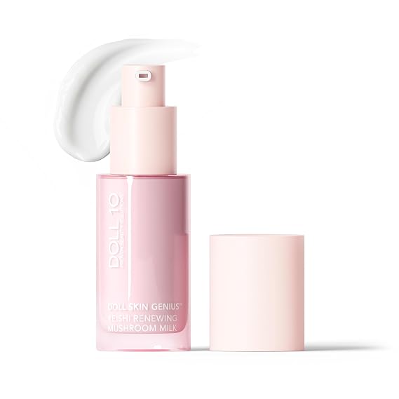 Doll Skin GeniusTM Reishi Renewing Mushroom Milk Hydrating Face Serum w/Reishi, Chaga & Lions Mane Anti-Aging, Barrier Repair & Soothing Skincare for Dry, Sensitive or Mature Skin - 30 Day Supply