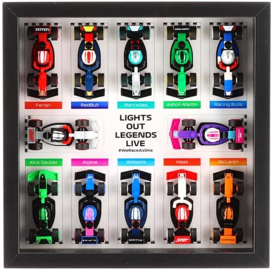 Display Case compatible with LEGO 71049 F1 Collectible Race Cars Display Compatible with Ikea SANNAHED Frame, (UV Printed Panel + Black Ikea Frame)