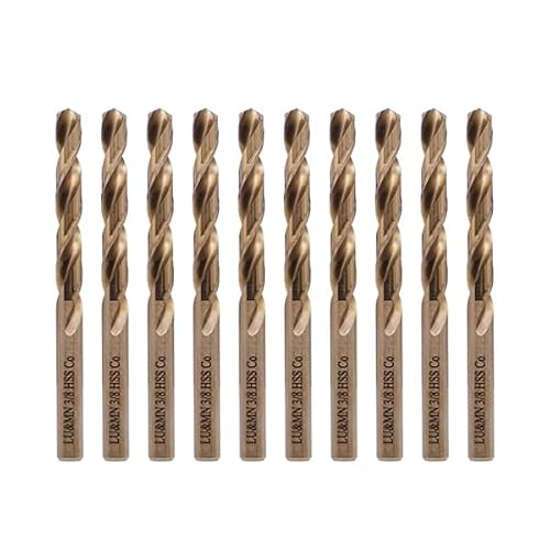 38 M35 Cobalt HSS Jobber Length Twist Drill Bit with Straight Shank,Heavy Duty, Pack of 10 PCS, Drilling for Cast Iron, Heat-Treated Steel, Stainless Steel and Other Hard Materials by LU&MN