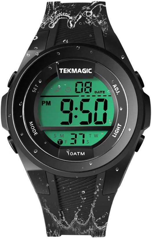 Sports Watch for Boys 10 ATM Waterproof Swimming Watch with Functions of Stopwatch Chronograph and Alarm Clock Double Time Zone Display 12/24 Hours Format Selectable Black Strap