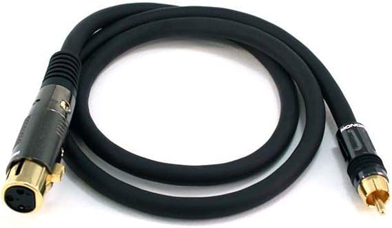Monoprice XLR Female to RCA Male Cable - 3 Feet - Black With E21Gold Plated Connectors | 16AWG Shielded Twisted Pair Oxygen-Free Copper Braid Conductors - Premier Series