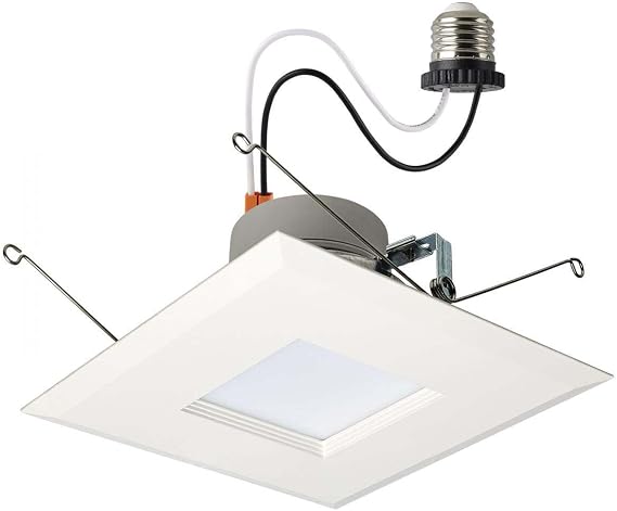 Satco S18803, 5-6" LED Retrofit Downlight, Square, White, Retrofit Lighting | Wattage and CCT selectable, 90 CRI, Energy Star certified, Wet location rated, Dimmable to 10%