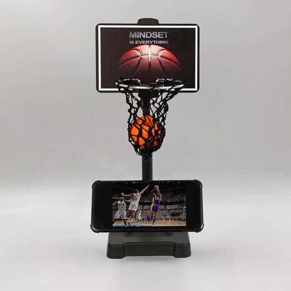 GYSH Mini Desktop Basketball Hoop for Office,Tiny Tabletop Basketball Game Toy,Desk Toys for Office for Adults,Indoors Smallest Foam Basketball,with Phone Holder(Stands)
