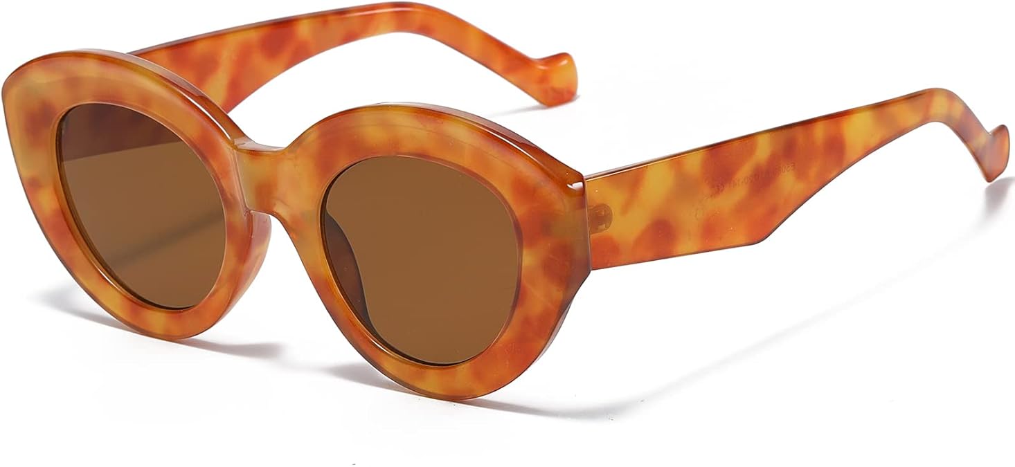 AIEYEZO Oversized Cat Eye Sunglasses for Women Cute Oval Thick Frame Cateye Sun Glasses Chic Retro Style Shades