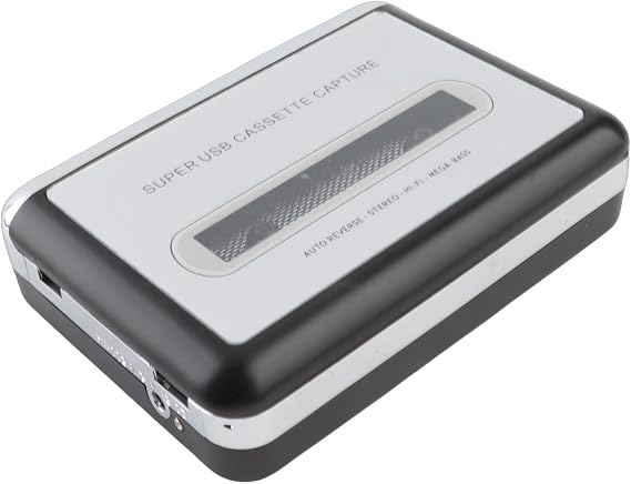 Yctze Portable USB Cassette to MP3 Converter, Tape to CD Audio Music Player Capture, Stereo Sound Quality for Vintage Cassette Enthusiasts
