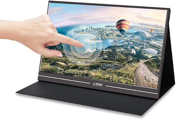 G-STORY 15.6 inch Touchscreen Portable Monitor 1080P Full HD IPS Display USB-C Gaming Monitor with HDR/FreeSync/Speakers/Mini HDMI for PS5 PS4 Xbox Series NS Laptop PC