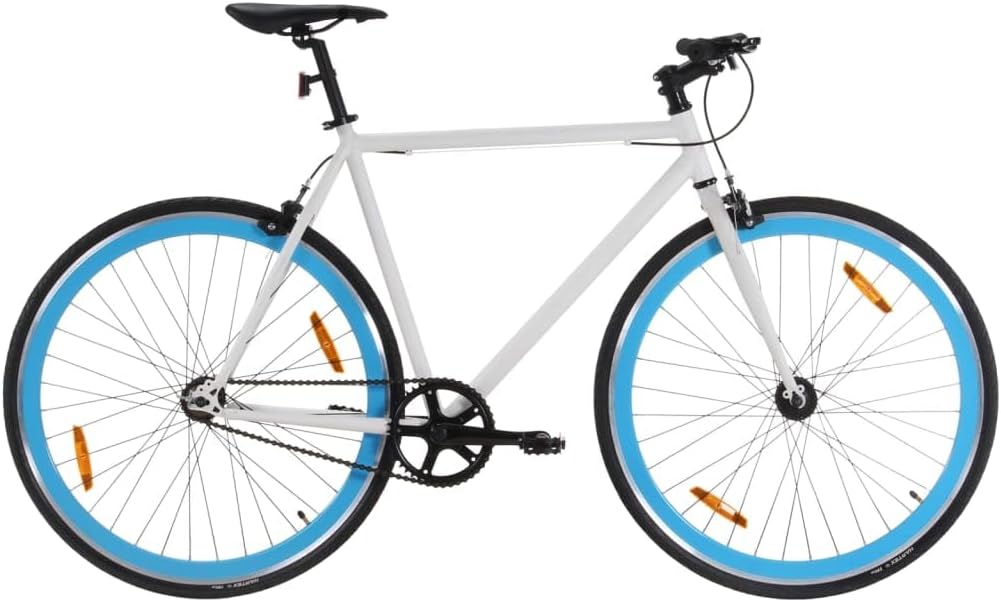 700c 59 cm Fixed Gear Bike Black and Blue Bicycles - Lightweight Single Speed Road Commuter Bicycle with Flip-Flop Hub for Urban Riding