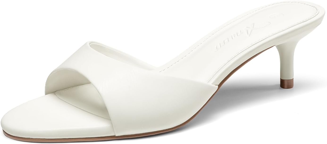 Athlefit Kitten Heels for Women Slip On Heeled Sandals Low Heel
