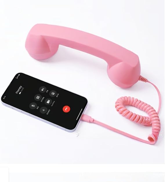 Retro Phone Handset, 2026 New Type-C Wired Telephone Handset, Vintage Wired-Plug Handheld Cell Phone Receiver with Microphone,Suitable for Cell Mobile Video Conferences