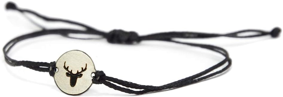 Stainless Steel Deer Charm Bracelet - Adjustable Black Cord - Unisex Jewelry for Men & Women - Embrace the Spirit of the Majestic Deer - Nature's Symbol of Strength & Renewal - Hypoallergenic