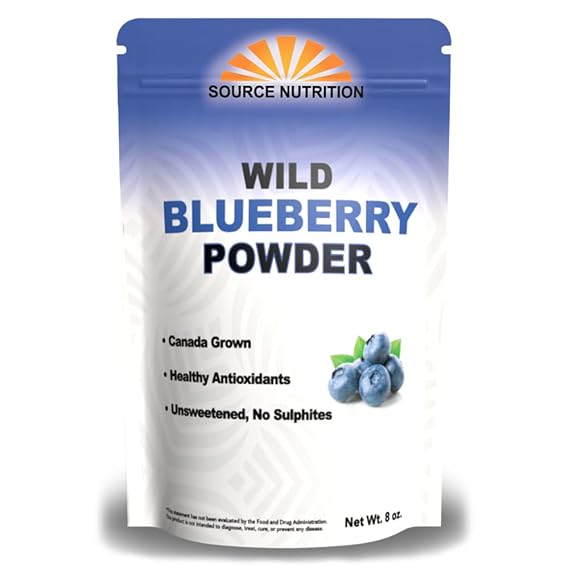 100% Pure Wild Blueberry Powder | Rich in Antioxidants | Made with Canada Grade-A Wild Crafted Blueberries, Perfect for Smoothies, Snacks & Baking (8 oz)