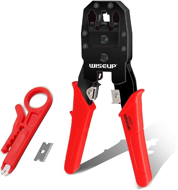 WISEUP rj45 crimp tool,ethernet crimperr with 5pcs rj45 cat5 Connectors