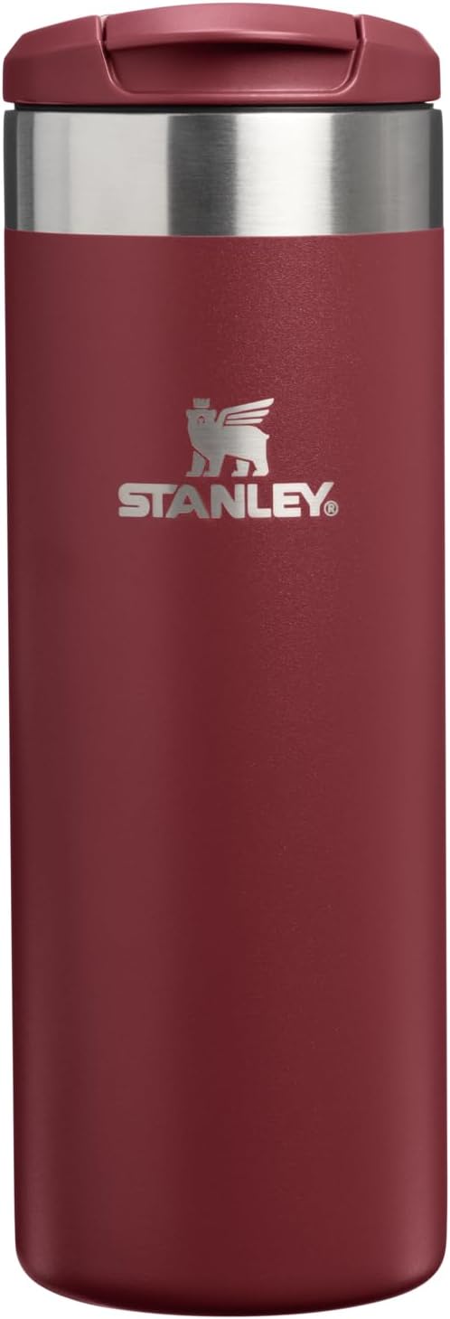 Stanley AeroLight 16 oz Travel Bottle Lockable Drinking Lid Leakproof Water Bottle or Coffee Travel Mug Lightweight Insulated Stainless Steel BPA Free Cranberry
