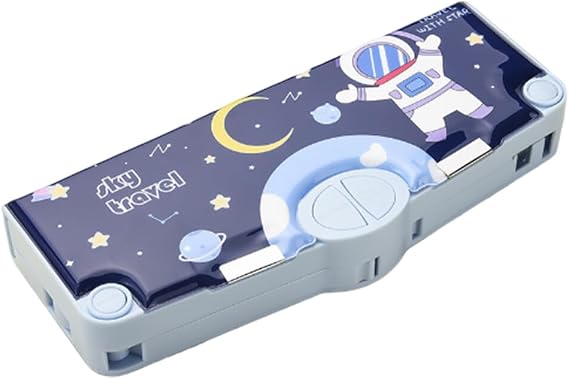Pencil Cases Pencil Box Pop Out Pencil Case Large Capacity Multifunctional Filled Pencil Case with Compartments and Push Button Sharpener Ruler Eraser Astronauts School Boys Girl