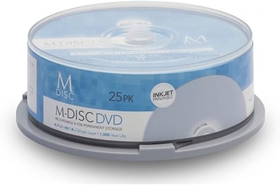 50 Pack Millenniata M-Disc DVD 4.7GB 4X HD White Inkjet Printable 1000 Year Permanent Data Archival / Backup Blank Media Recordable Disc