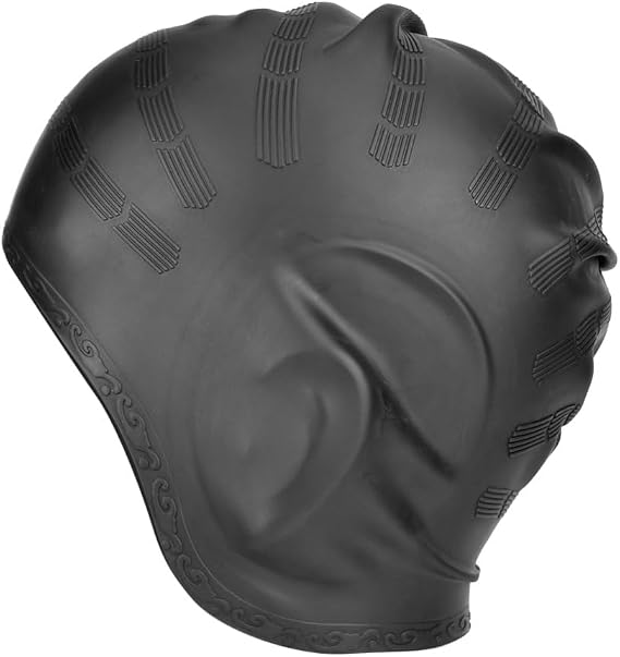 Silicone Swim Ca,3D Design Swimming Cap High Elasticity Water Proof Long Hair Ear Protector Hat for Adult Women and Men