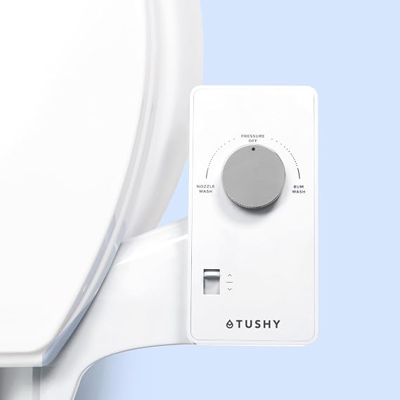 TUSHY Basic 2.0 Bidet Toilet Seat Attachment | A Non-Electric Self Cleaning Water Sprayer w/Adjustable Water Pressure Nozzle, Angle Control & Easy Home Installation (White/Silver)