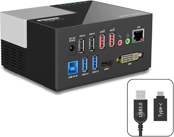 WAVLINK USB 3.0/USB C Universal Laptop Docking Station,Dual Monitor Display for Windows& MAC(HDMI and DVI/VGA/up to 2048x1152,Gigabit Ethernet, Audio, Charging,4USB Ports)
