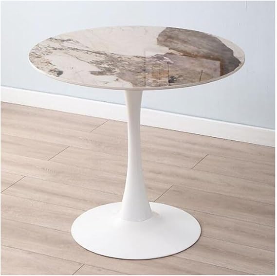 Marble Round Bistro Table 70cm Diameter Modern Dining Table with Metal Base 4 Seater Kitchen Table for Dining Room and Living Room Stylish Furniture for Home Decor.