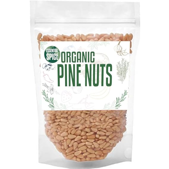 Essential Spice Organic Pine Nuts (Pignolias), 1 Lb Premium Quality, Raw & Natural, Perfect for Pesto, Baking, Salads, and Snacking Rich in Protein & Healthy Fats Fresh, Non-GMO, Resealable Bag