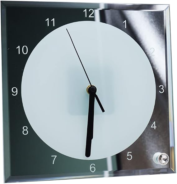 20pcs Sublimation Blank Clock Glass Photo Frame 7.8" x 7.8" Picture Framed Wall Decor DIY Heat Transfer Press Printing