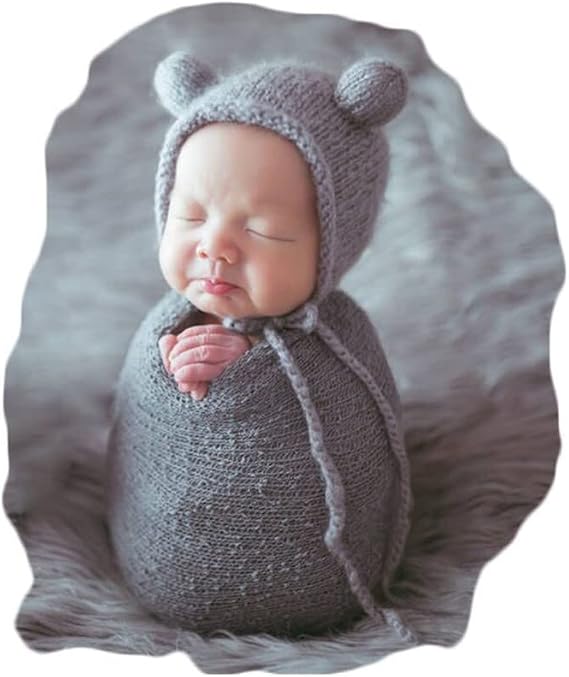 Newborn Photography Props Knitted Bonnet Wraps Set