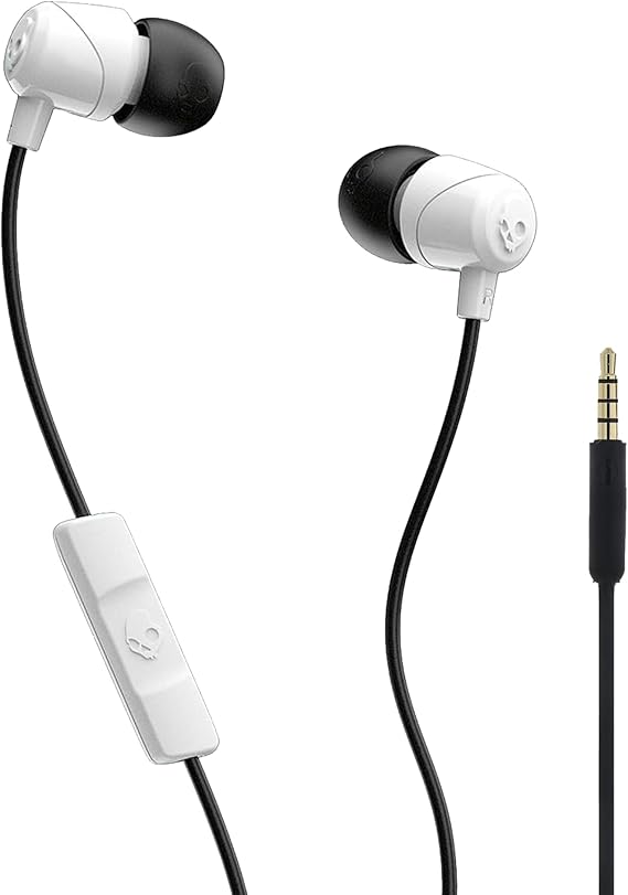 Skullcandy Jib Wired Earbuds with 3.5mm AUX Plug, Noise Isolating Fit, In-Line Microphone, Call and Track Control, Convenient for Travel - White