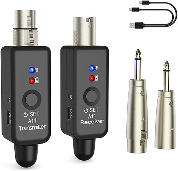 A11 2.4GHz Wireless Microphone System Transmitter and Receiver for Dynamic Condenser Microphones Audio Mixers 1TX+1RX