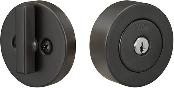 Yale Home Flat Round Single Cylinder, Black Suede Deadbolt