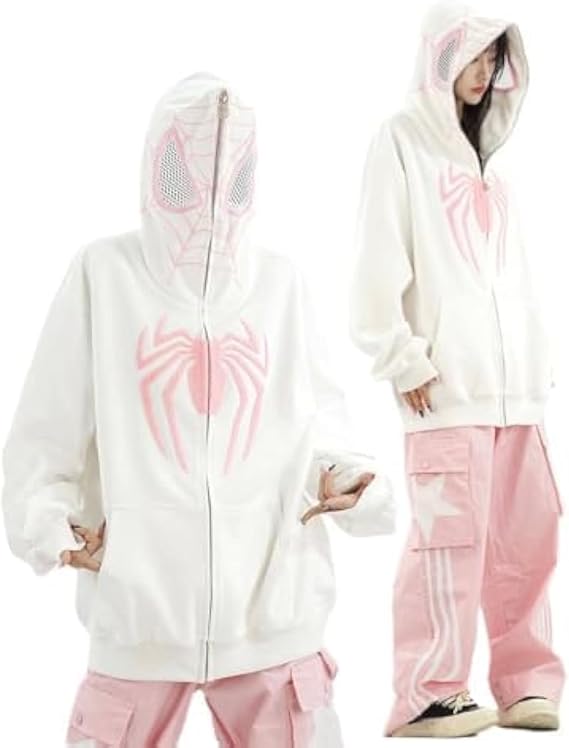 Spider Hoodie Y2k Jacket Women Men Cute Hoodie Oversized Full Zip Up Graphic Hoodies Kawaii Hip Hop Sweatshirt