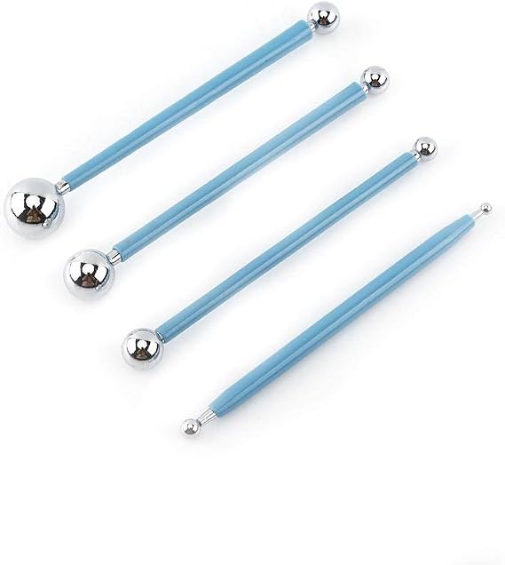 4Pcs Double Side Metal Ball Clay Tools Ball Shape Fondant Cake Flower Decorating Pottery Dotting Modeling Set