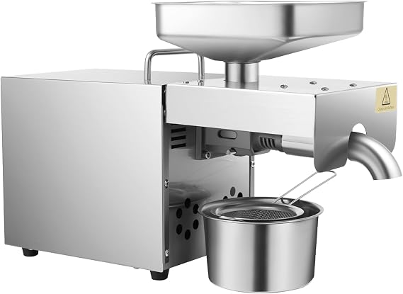 610W Oil Press Machine, Cold & Hot Oil Presser Pressing Mill Maker Machine, 80RPM Intelligent Control Multi-Functional Nut Seeds Oil Extractor For Commercial Domestic Use Oil-Residue Separation