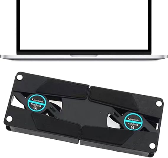 Notebook Cooling Stand Portable Folding Duals Fan Cooler, USB Powered Laptop Pad | Quiet Anti-Slip Cooling Base Providing Ventilation in Office, Home, Gamming Setup, Study Desk, Travel Bag