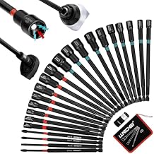 LLNDEI 23PCS Magnetic Nut Driver Set | Full Size 6-Inch Long Nut Driver Set | Metric 6-15mm, SAE 1/4"-9/16" | 1/4" Hex Shank | Long Power Bits, PH1, PH2, SL5, T20 | Cr-V Steel
