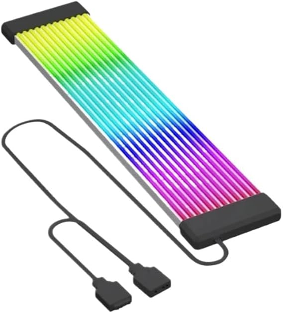 5V 3Pin ARGB Illuminated Strip 8/24-Pin PC Motherboard Graphics Card Power Supply Extension Cable(Black X12)