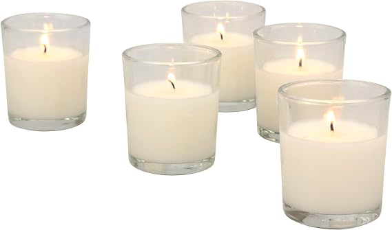 Stonebriar 48 Count, Unscented Long Burning Clear Glass Ivory Wax Filled Votive Candles (Pack of 2, 96 Count Total)
