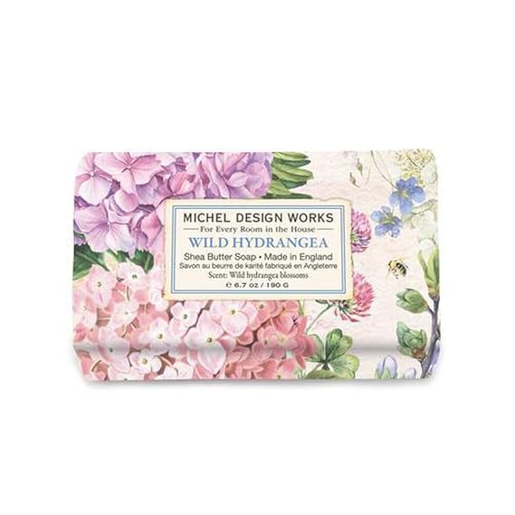 Michel Design Works Soap Bar, Wild Hydrangea Medium, Beautiful Design, Triple-milled