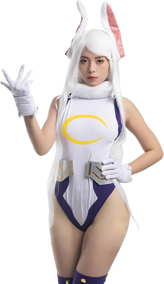 Nuoqi Miruko Cosplay MHA Rabbit Hero Mirko Cosplay Bunny Costume Bodysuit Bunny Hero Suit S/M