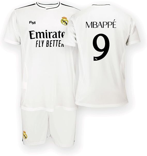 Real Madrid Home Kit Jersey and Shorts, Season 24/25, Replica Jersey with Official License