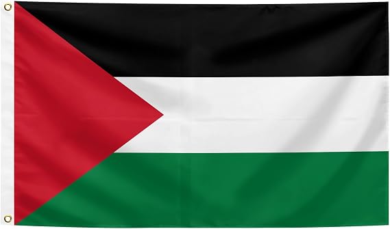 Palestine Flag 3 x 5 FT, 90 x 150 cm Palestinian National Flag, Polyester Banner for Outdoor, Fade Proof, Durable, with 2 Brass Buttonhole Double Rows of Stitching