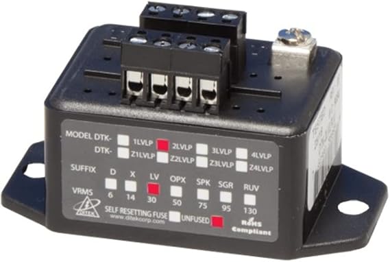 DITEK DTK-2LVLPLV 2 Pair, 22-16 AWG, 30V, Surge Protection, Terminal Strip
