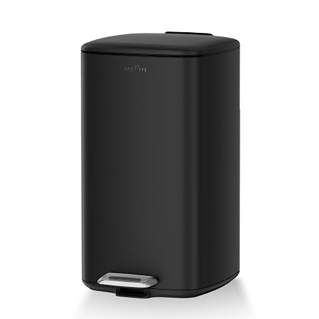 mVm 20L Kitchen Bin,Stainless Steel Pedal Bin,Trash Can with Inner Bucket,Soft-Close Lid,Stays Open,Rubbish Bin for Home,Office