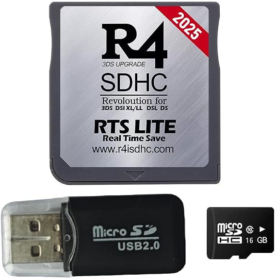 Pro Version 16GB Micro SDHC Dual Core Revolution Cartridge Compatible with New 2DS/3DS/LL/XL NDSL NDSI, Include a Card Adapter, NO Timebomb, Preloaded Plug and Play, Gold (Silver)