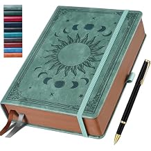 Journal for Men & Women, Daily for Classic Lined Writing, 360 Pages Hardcover Journaling Notebook with Pen, Vintage Sun & Moon Design, Premium Grey, A5 (5.9'' x 8.5'')
