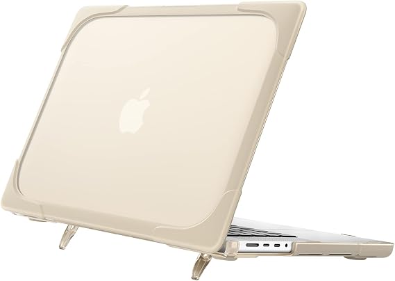ProCase for MacBook Pro 14.2 Inch 2026 M5 / M5 Pro / M5 Max, 2024 M4 A3112 A3185 A3401, 20232021 M3 A2918 A2992 M2 A2779 M1 A2442, Heavy Duty Hard Shell Case with Fold Kickstand -Khaki